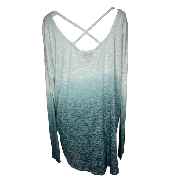 Arizona Jean Teal Ombré Long Sleeve Oversized Tunic Lightweight Beach Summer Lg - Picture 3 of 9